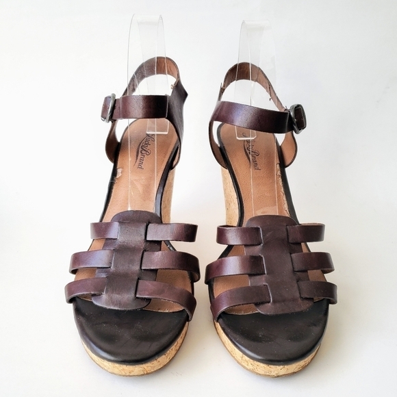 Lucky Brand Willows Cork Wedge Platform Huarache Sandal Brown Leather Size 10 - Picture 6 of 9
